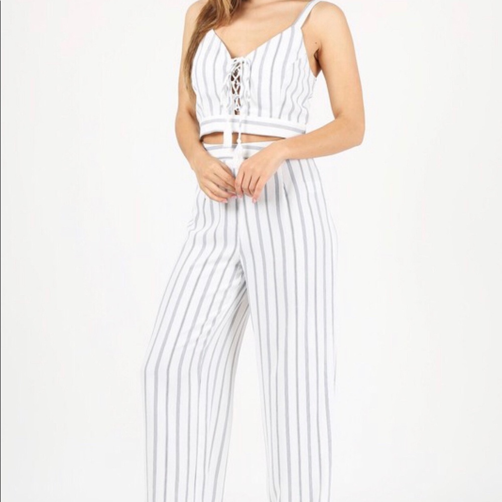 Stripe crop top set